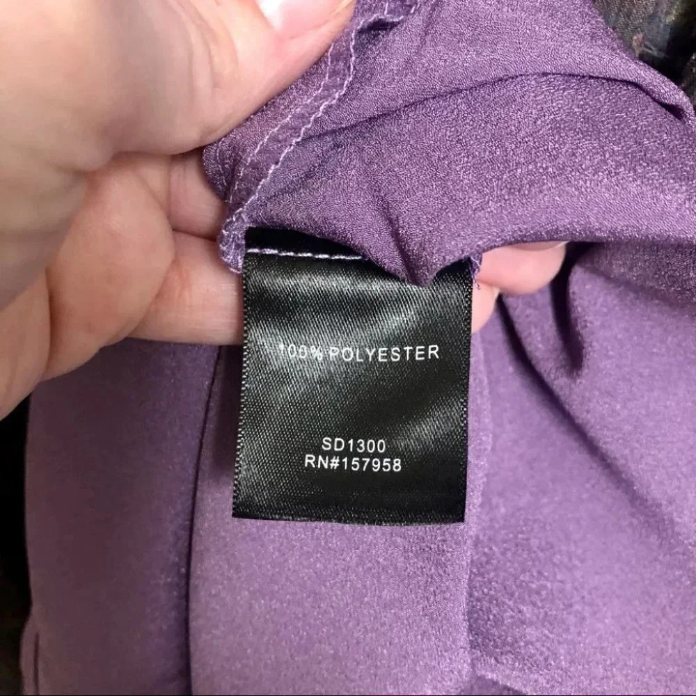 NEW Senlis Purple Bird Puff Sleeve Maxi Dress - Picture 4 of 4